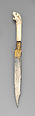 Table knife, Steel, gold, ivory, possibly Italian