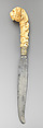Table knife with handle carved with lion's head, Steel, ivory, brass, possibly German, Saxony