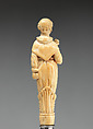 Table knife with handle representing St. Anthony of Padua, Steel, ivory, possibly German, Bavarian