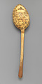 Spoon with flaming heart and romantic inscription, Horn, German