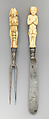 Knife with winged putto handle, Steel, ivory, probably Italian