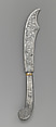 Letter opener with engraved figures, Steel, European