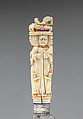 Carving knife, Steel, walrus ivory, silver, Dutch