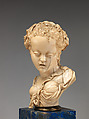 Bust of a girl (Flora?), Ivory, carved and chiseled; socle: sodalite with molded bronze base (not original, French, possibly Dieppe