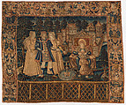 The Wayfarer Crowned by Happiness from The Table of Cebes, Design based on a woodcut by David Kandel (German, ca. 1520–ca. 1596), Wool and silk on canvas (cross-stitch, 48-56 per sq. in., 9 per sq. cm.; tent stitch, 156-190 per sq. in., 30-36 per sq. cm.), French