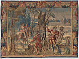 News of the Stag from the series known as the Hunters' Chase, Mortlake Tapestry Manufactory British, Wool (15-16 warps per inch, 6-7 per cm.), British, Mortlake