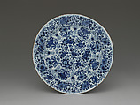 Plate, De Dubbelde Schenkkan, Tin-glazed earthenware with cobalt blue decoration, Dutch, Delft
