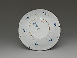 Plate, De Dubbelde Schenkkan, Tin-glazed earthenware with cobalt blue decoration, Dutch, Delft