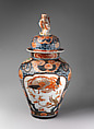 Baluster-shaped vase (part of a five-piece garniture), Hard-paste porcelain with underglaze blue and overglaze enamel and gilding, Japanese, for export market (Hizen ware, Imari type)