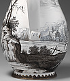 Jug with cavalry scene, Wölfgang Rössler (German, 1650–1717, active Nuremburg), Tin-glazed earthenware; gilded silver mounts, German, with Nuremburg decoration and Augsburg mounts