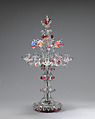 Candelabrum (one of a pair), Glass, blown, molded with lampworked decoration, Italian, Venice (Murano)