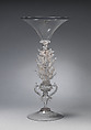 Goblet with decorative stem, Glass, blowen with applied decoration, Italian, Venice (Murano)