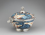 Bowl with cover and stand, Paul Le Riche (French, master 1686, active 1738), Hard-paste porcelain, silver mounts, Japanese with French mounts