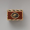 Snuffbox, Jean Ducrollay (French, born 1709, master 1734, recorded 1760), Gold, lacquer, enamel, French, Paris