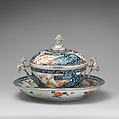 Bowl with cover and stand, Paul Le Riche (French, master 1686, active 1738), Hard-paste porcelain, silver mounts, Japanese with French mounts