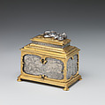 Jewelry box, P. Ben, Silver, engraved; brass, partially gilt, German, probably Nuremberg or Flemish