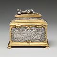 Jewelry box, P. Ben, Silver, engraved; brass, partially gilt, German, probably Nuremberg or Flemish