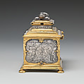Jewelry box, P. Ben, Silver, engraved; brass, partially gilt, German, probably Nuremberg or Flemish