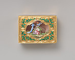 Snuffbox, Jean Ducrollay (French, born 1709, master 1734, recorded 1760), Gold, enamel, French, Paris