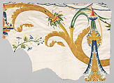 Fragments with European grotesque designs, Silk, embroidered satin weave, Chinese