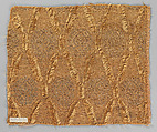 Fragment of brocaded silk with imitation slashing, Silk and metal thread, Italian