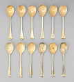 Three dessert spoons, Probably by John Pittar (entered 1778), Silver gilt, Irish, Dublin