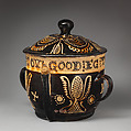 Posset pot with cover, Slipware, British, Staffordshire