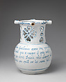 Puzzle jug, Tin-glazed earthenware, British, Liverpool