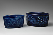 Butter dish, Tin-glazed earthenware, British, Lambeth or French, Nevers