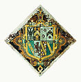 Panel with arms of the Killigrew family of Cornwall, Glass (verre églomisé), British