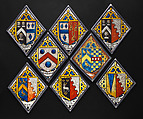 Eight heraldic quarries, Stained glass, British