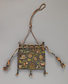 Purse, Canvas worked with silk and metal thread; Gobelin and tent stitches; silk cord and silk and metal thread tassels, British