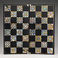 Chessboard, Lacquer, papier maché, mother-of-pearl, British