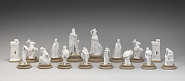 Chessmen (32), John Flaxman (British, York 1755–1826 London), Jasperware, British, Staffordshire