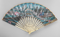 Folding Fan with Representation of a Royal Fireworks Display, Ivory, paper, French