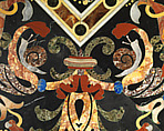 Pietra dura table top, Hardstones, alabaster, and marble (pietra dura); marble frame and walnut stand (replacement), Italian, Rome