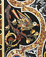 Pietra dura table top, Hardstones, alabaster, and marble (pietra dura); marble frame and walnut stand (replacement), Italian, Rome