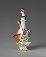 Fox and stork in a group, Chelsea Porcelain Manufactory (British, 1745–1784, Red Anchor Period, ca. 1753–58), Soft-paste porcelain, British, Chelsea