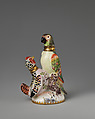 Parrot and rooster in a group, Chelsea Porcelain Manufactory (British, 1745–1784, Red Anchor Period, ca. 1753–58), Soft-paste porcelain, British, Chelsea