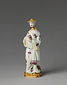 Chinese figure with bird, Saint James&#39;s Factory (British, ca. 1748/49–1760), Soft-paste porcelain, British, London