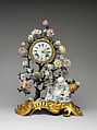 Mantel clock, Clockmaker: Julien Le Roy (French, Tours 1686–1759 Paris), Chantilly soft-paste porcelain mounted on gilt bronze, flowers of soft- and hard-paste porcelain; clock face of white enameled metal, French, Paris with French, Chantilly case
