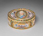 Snuffbox with portrait of a man, probably Prinz Karl von Sachsen (1733–1796), Jean-Joseph Barrière (French, apprenticed 1750, master 1763, active 1793), Gold, enamel, ivory, glass, French, Paris