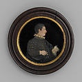 Portrait of a gentleman, Relief: pigmented wax, black glass, seed pearls, gilding;  frame: glass, gilded and black wood, Italian, probably Florence