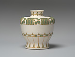 Vase with green and gold decoration on white, Adolf Le Comte (Dutch, Rijswijk 1850–1921 Den Haag), Glazed porcelain, Dutch, Delft