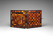 Chess and backgammon game board, Circle of Georg Schreiber (German, active 1616–1643), Amber, ivory, brass, gold foil, ebony, German, Königsberg (Kaliningrad, Russia)