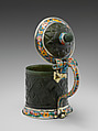 Tankard, Mounts by Johann Heel (1637–1709, master 1668), Jade mounted with silver gilt and painted enamel, German, Nuremberg