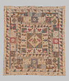 Hearts and Chess Pieces Quilt, Cotton: printed and pieced, probably English