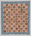 Star of Lemoyne Quilt, Cotton, printed and pieced, English