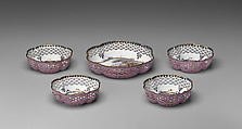 Set of four counter trays for the card game of Quadrille (part of a set), Enamel on copper, British, possibly South Staffordshire, possibly Bilston