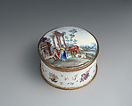 Toilet box, Enamel on copper, British, possibly Birmingham